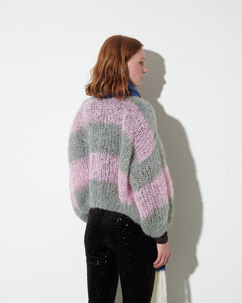 Mohair Cable Bomber Cardigan