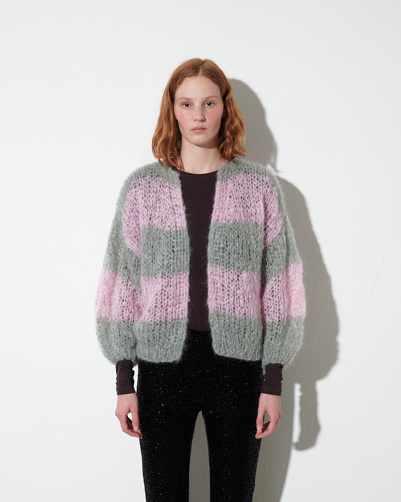 Mohair Cable Bomber Cardigan