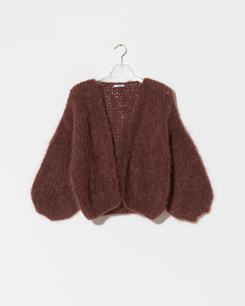 Maiami knitwear. Alpaca cardigan in marron.
