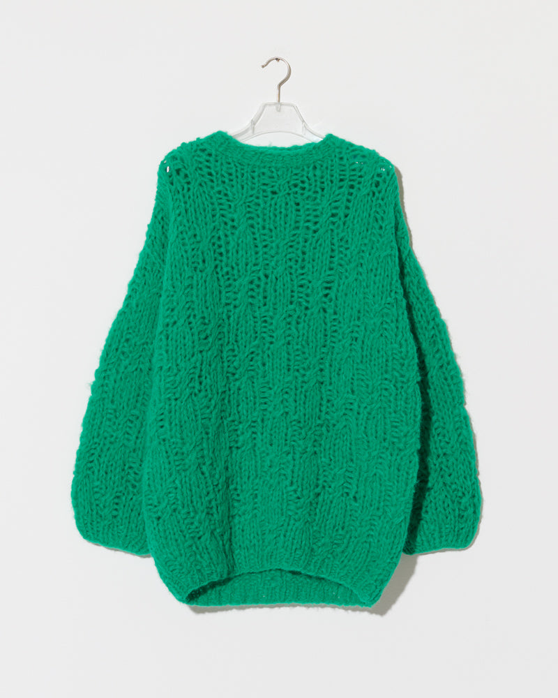 Fleecy Alpaca Oversized Cable Pullover