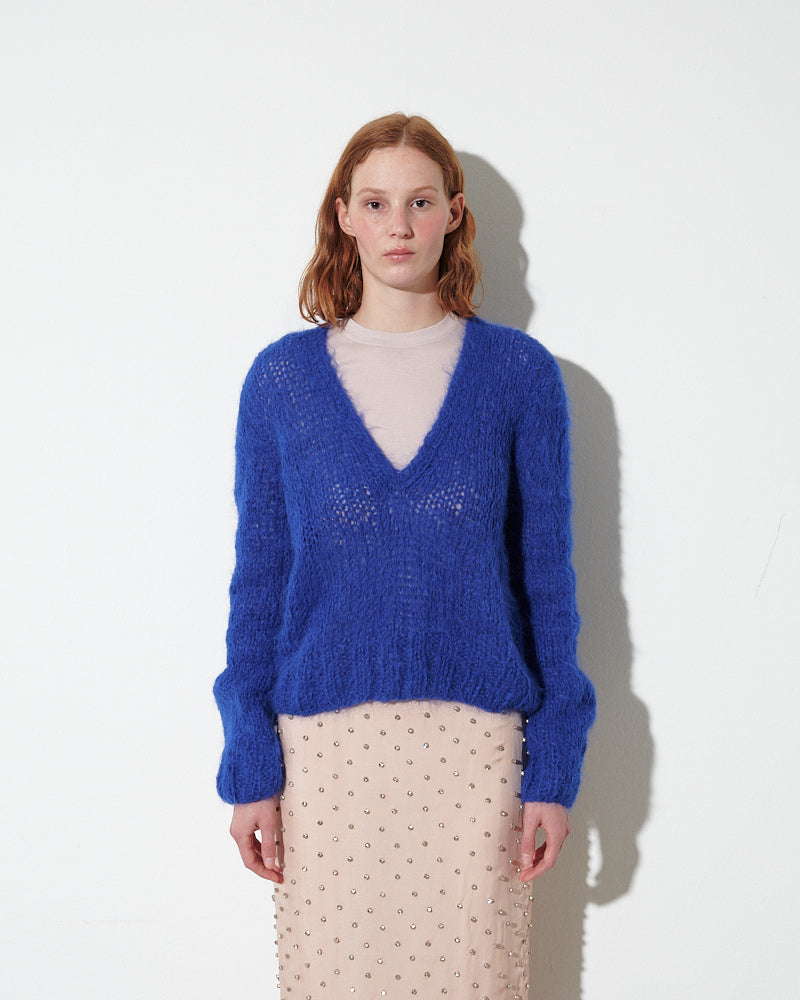 Shaggy Alpaca V-Neck Pullover