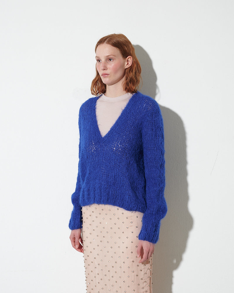 Shaggy Alpaca V-Neck Pullover
