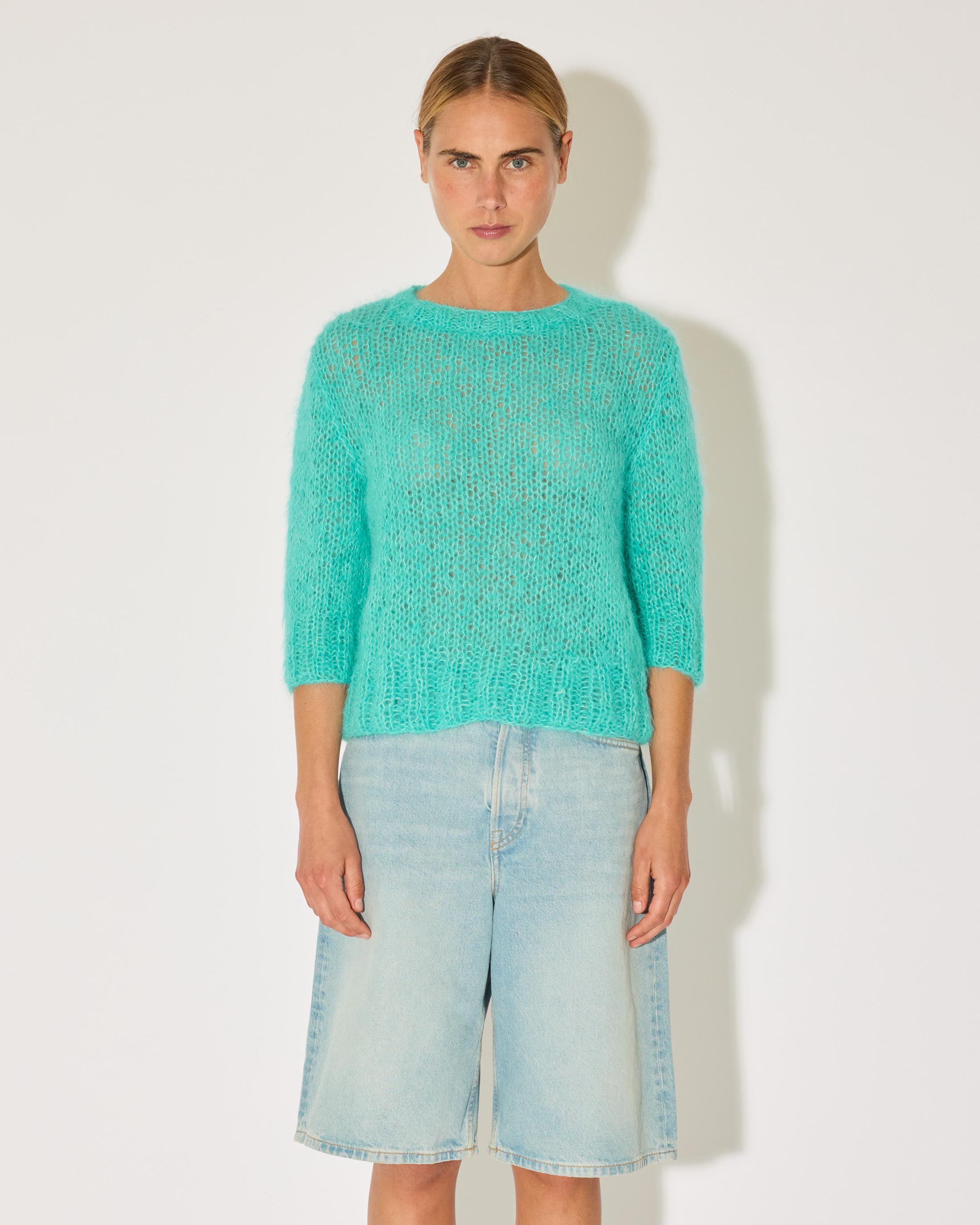 textured alpaca knit t-shirt transitional knitwear