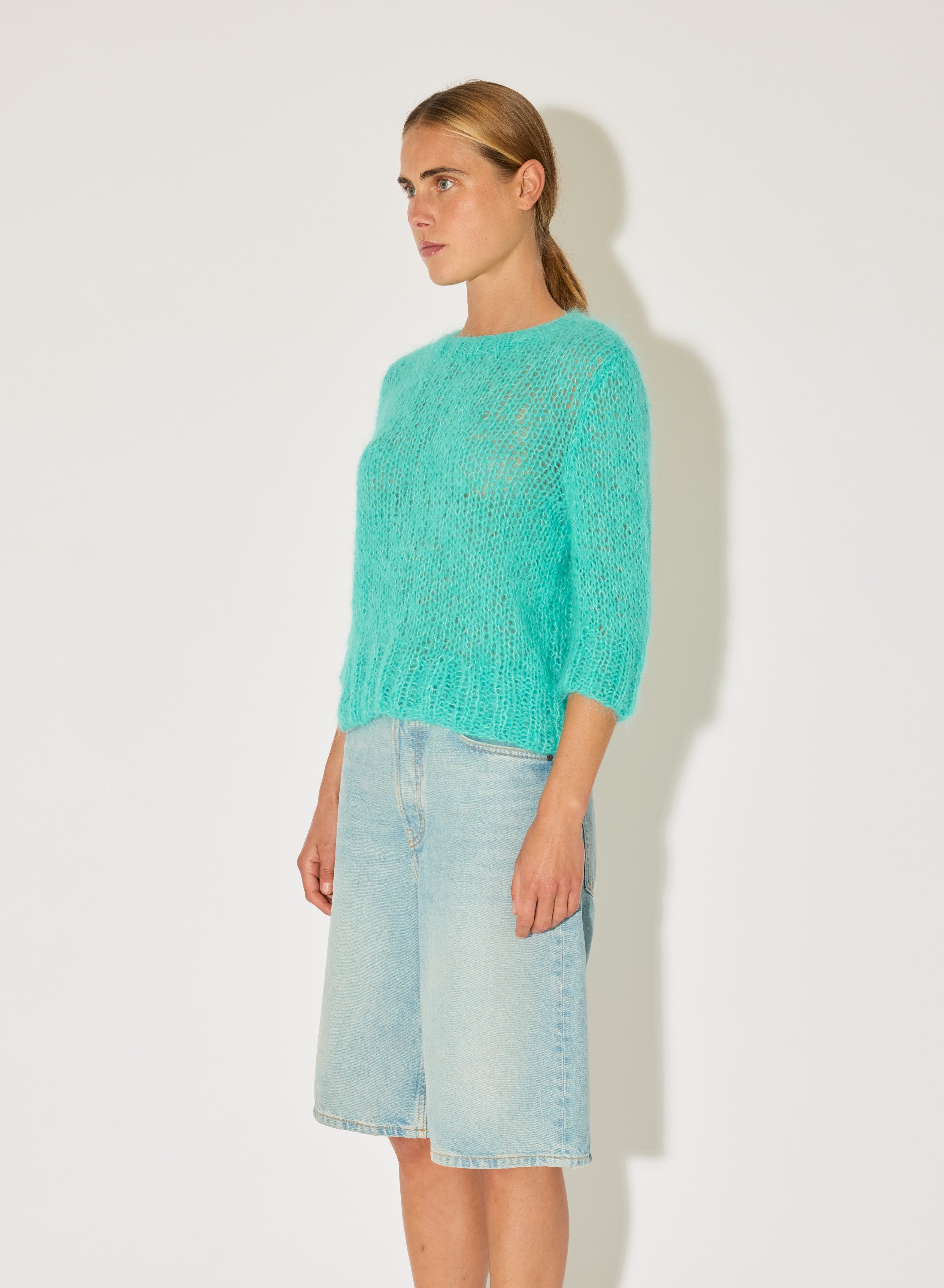 textured alpaca knit t-shirt transitional knitwear