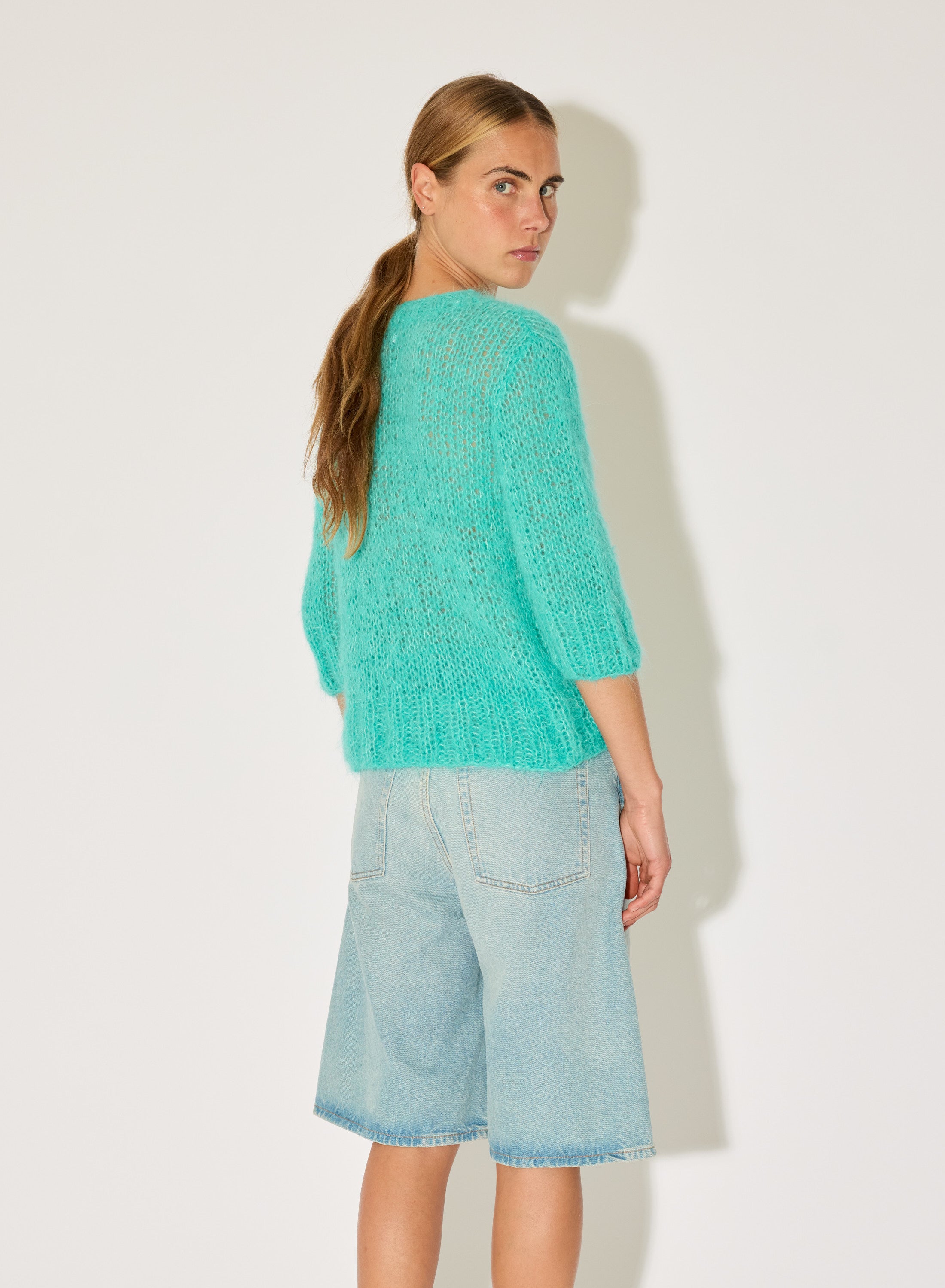 textured alpaca knit t-shirt transitional knitwear