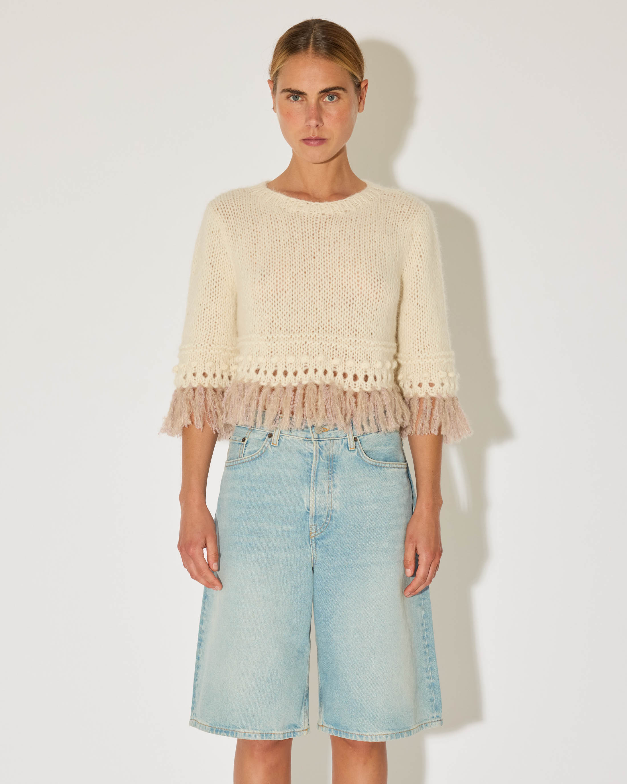 alpaca knit top with fringe hem Maiami