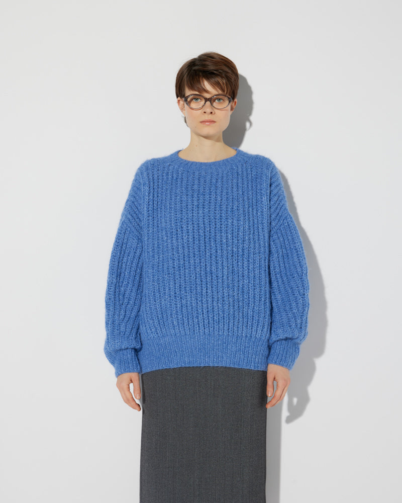 Ribbed Alpaca Sweater in Blue Melange by Maiami