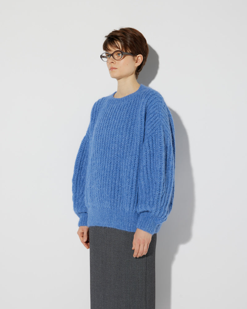 Ribbed Alpaca Sweater in Blue Melange by Maiami