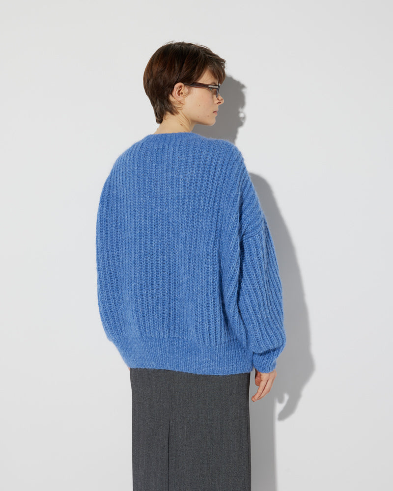 Ribbed Alpaca Sweater in Blue Melange by Maiami