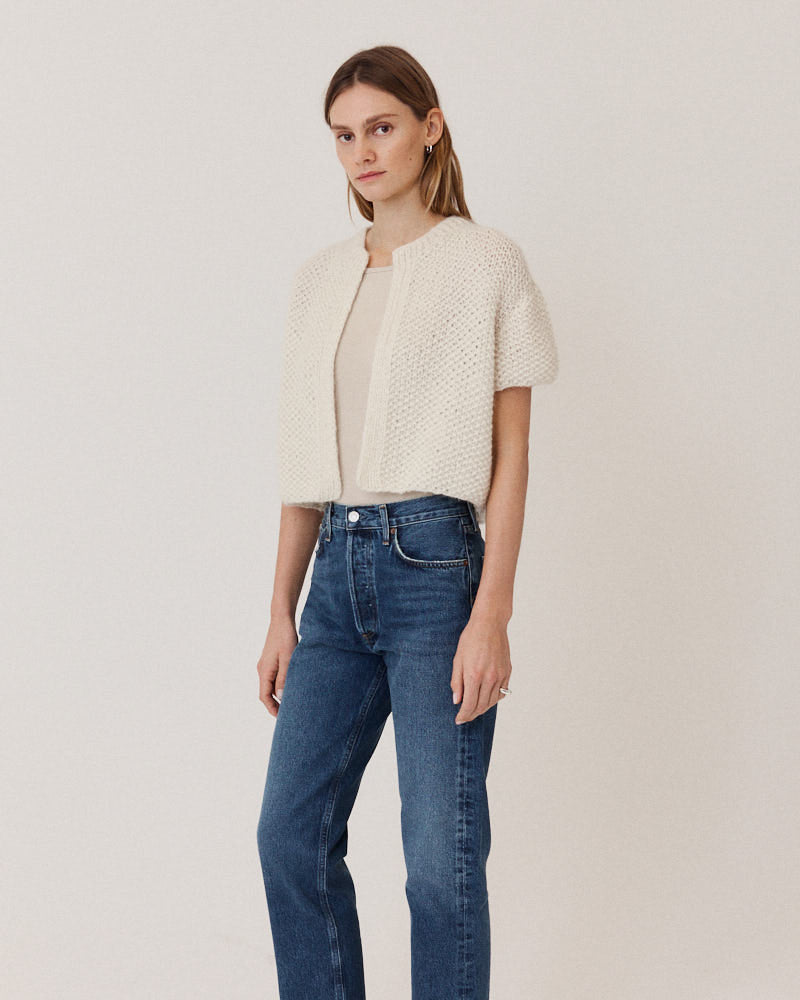 Maiami alpaca knit short sleeve cardigan