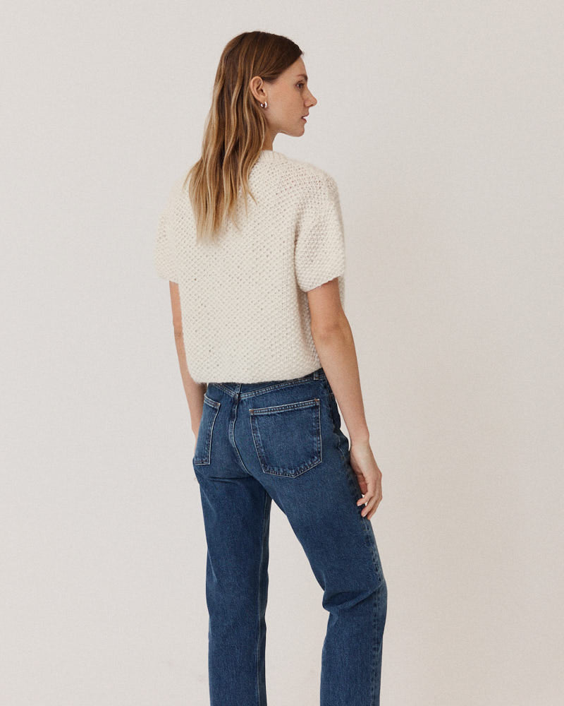 Maiami alpaca knit short sleeve cardigan
