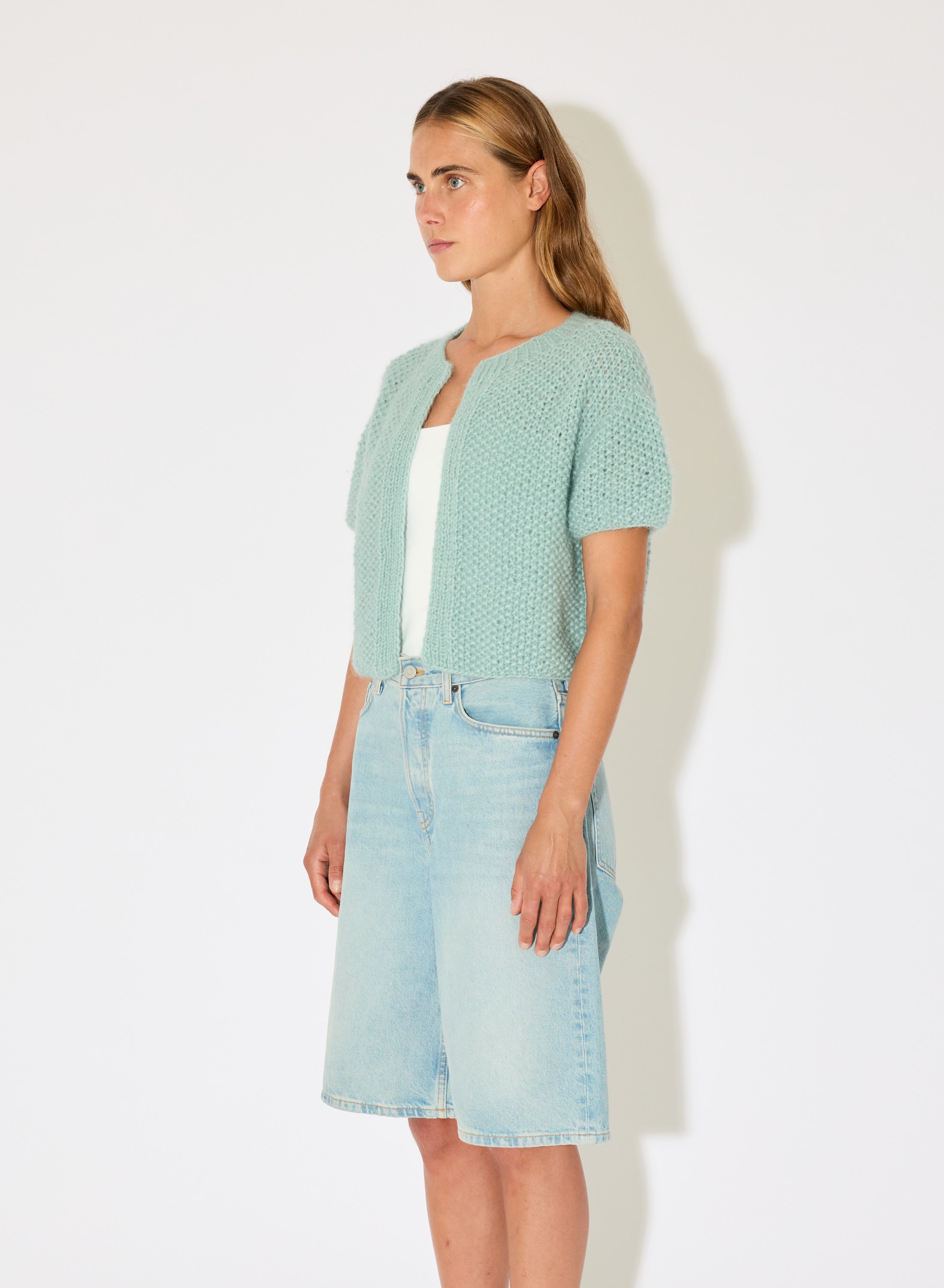 Maiami alpaca knit short sleeve cardigan