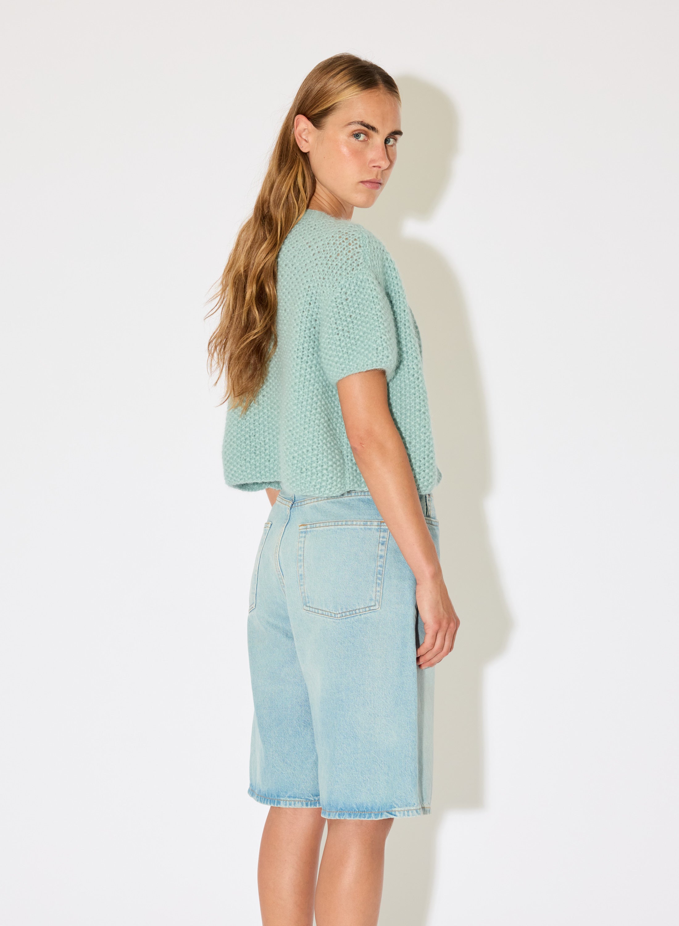 Maiami alpaca knit short sleeve cardigan