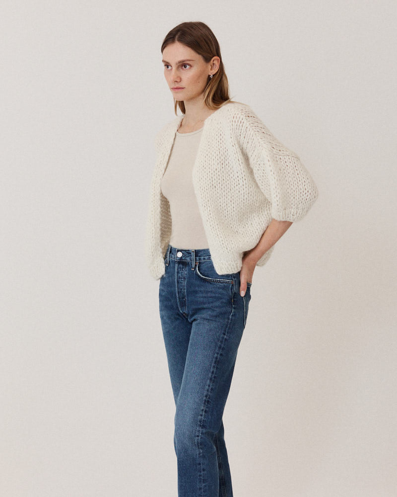 Maiami alpaca cardigan short sleeve bomber style