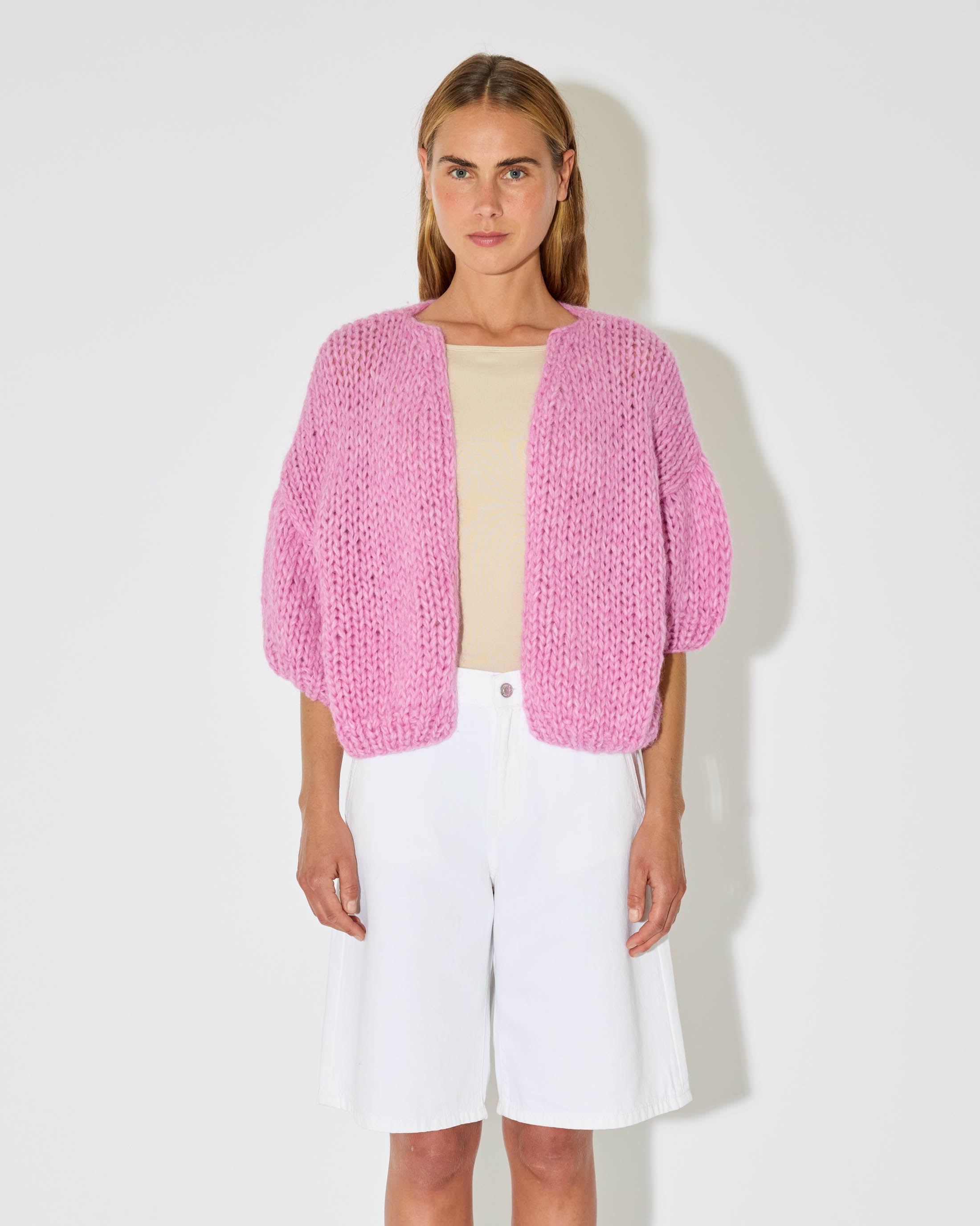 Maiami alpaca cardigan short sleeve bomber style