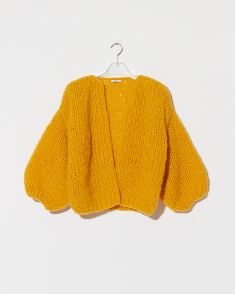 Boxy, voluminous Alpaca Cardigan in yellow by Maiami