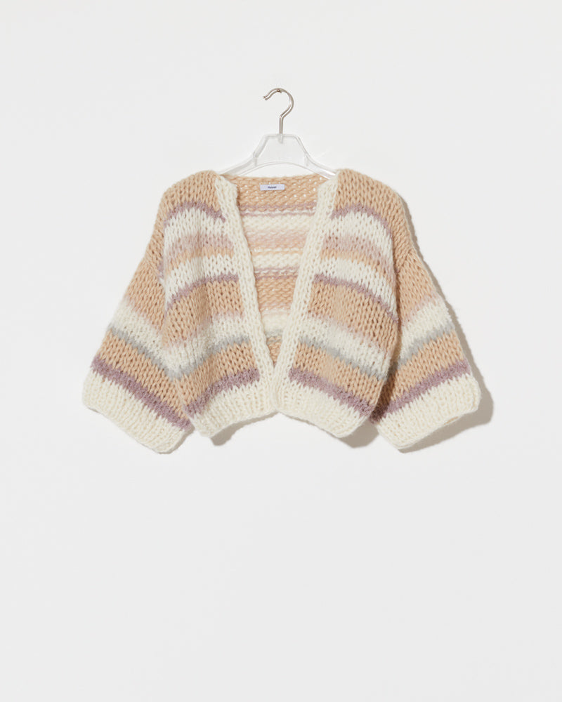 textured alpaca knit cardigan short sleeves