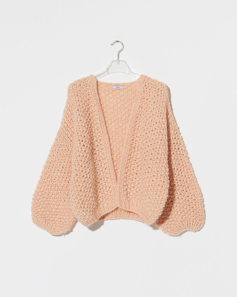 Boxy Alpaca Cardigan with Pearl Pattern in Apricot colour by Maiami