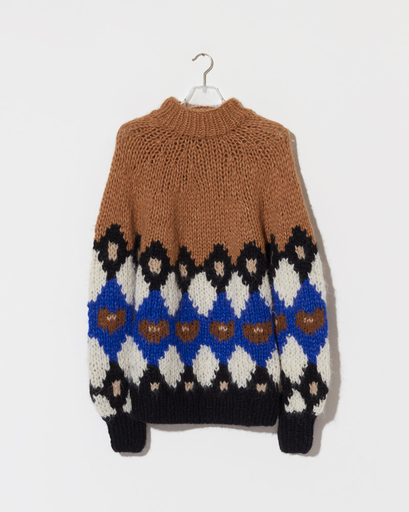 Alpaca Sweater with Norwegian sweater design detail by Maiami