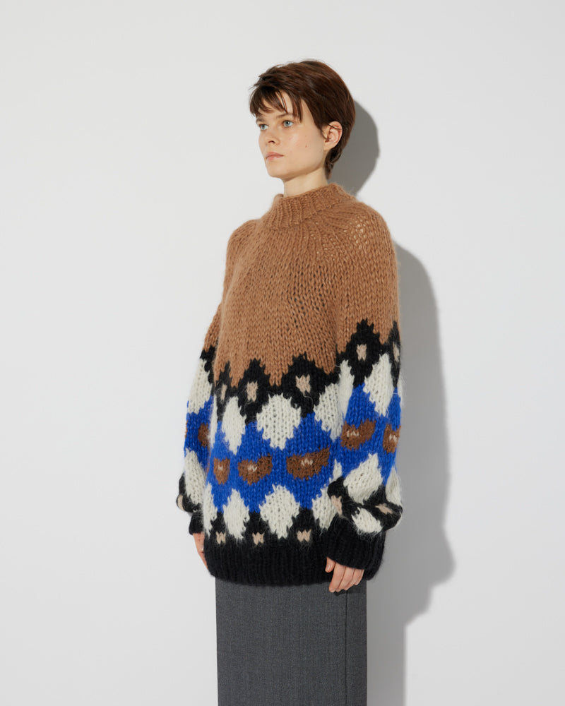 Alpaca Sweater with Norwegian sweater design detail by Maiami