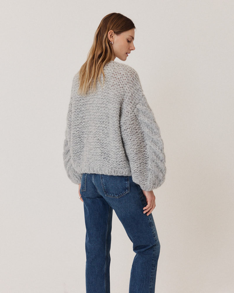 Fleecy Alpaca Cable Bomber Cardigan