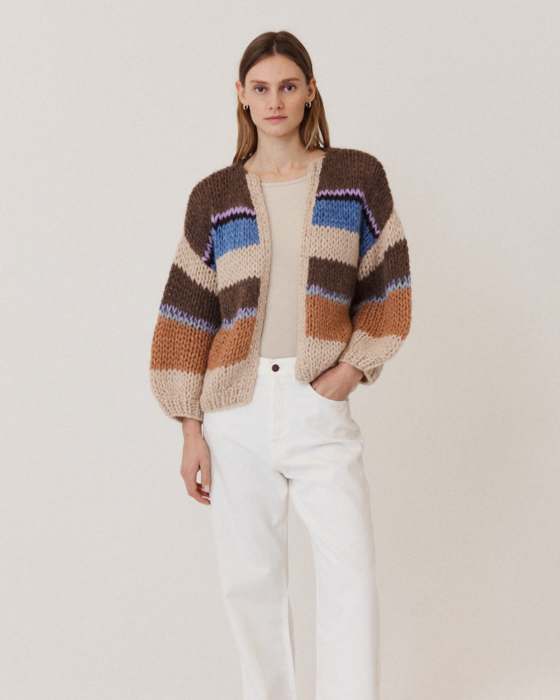 Preview: Chunky Alpaca Stripes Bomber Cardigan