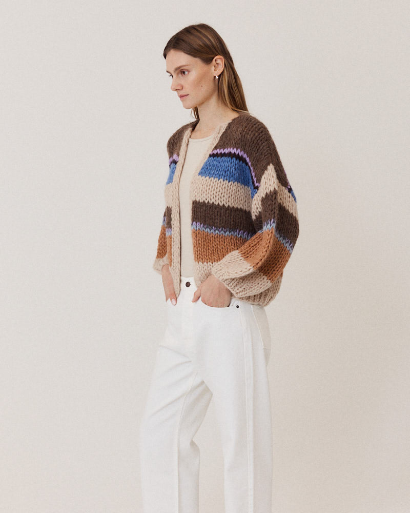 Preview: Chunky Alpaca Stripes Bomber Cardigan