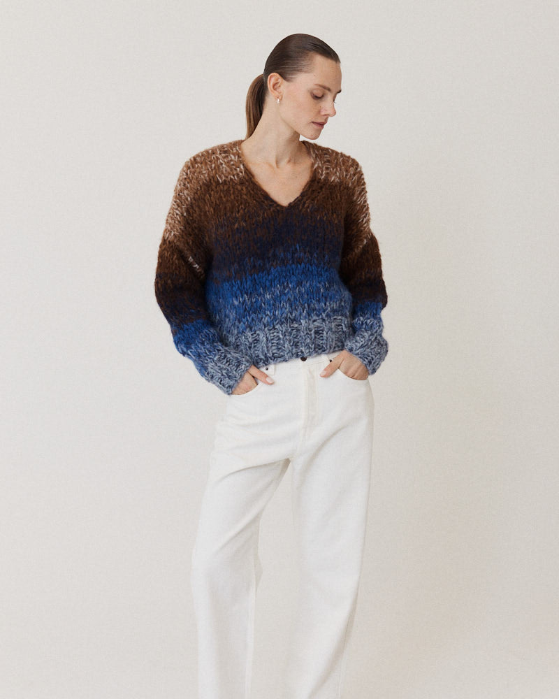 Preview: Fleecy Alpaca Ombre V-Neck Pullover
