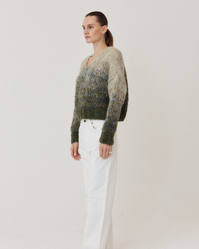 Preview: Fleecy Alpaca Ombre V-Neck Pullover