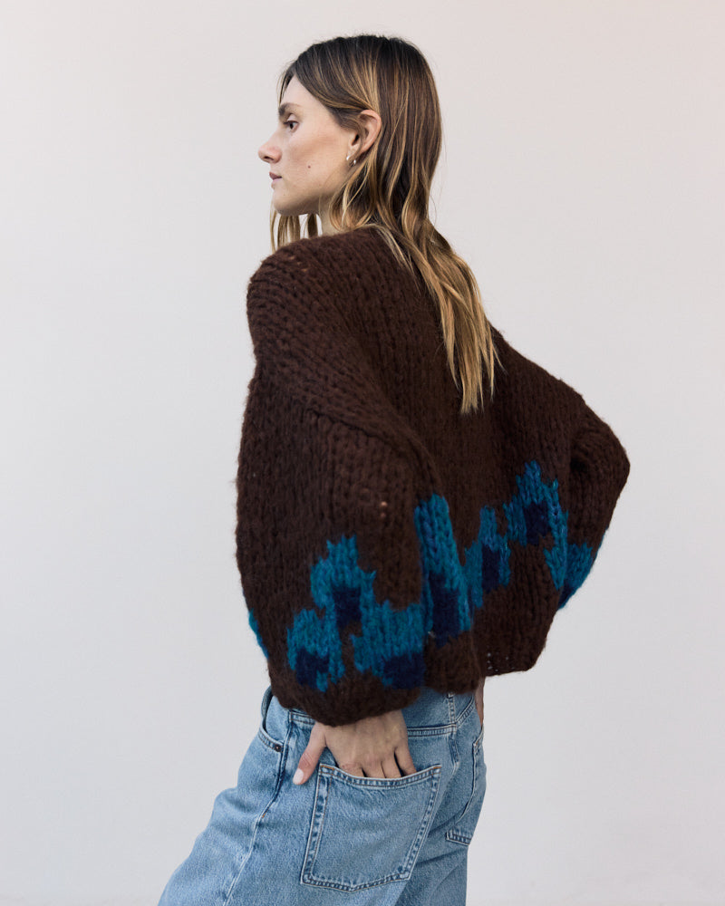 Preview: Fleecy Alpaca Intarsia Bomber Cardigan