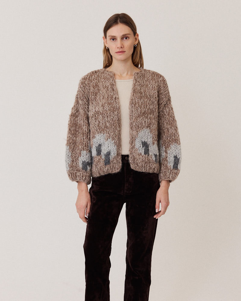 Preview: Fleecy Alpaca Intarsia Bomber Cardigan