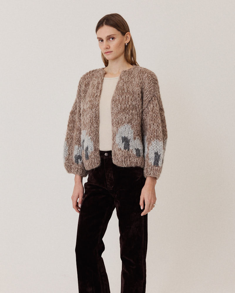 Preview: Fleecy Alpaca Intarsia Bomber Cardigan