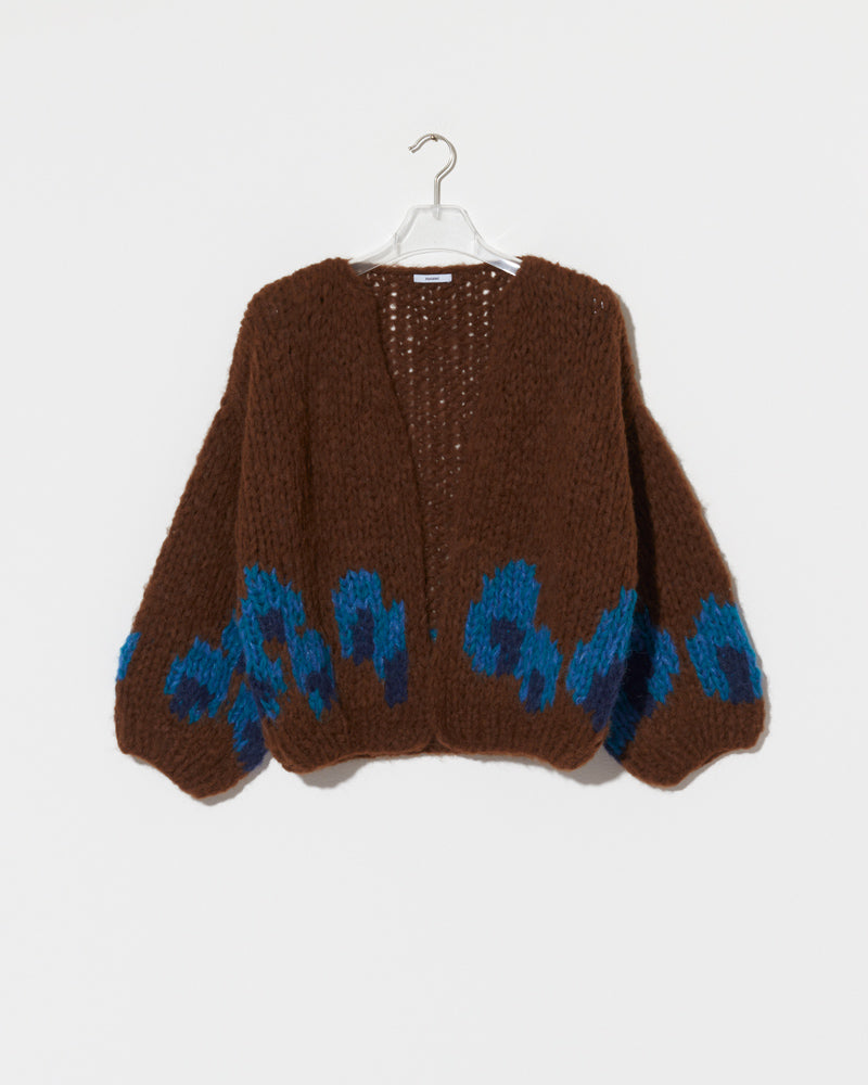 Preview: Fleecy Alpaca Intarsia Bomber Cardigan
