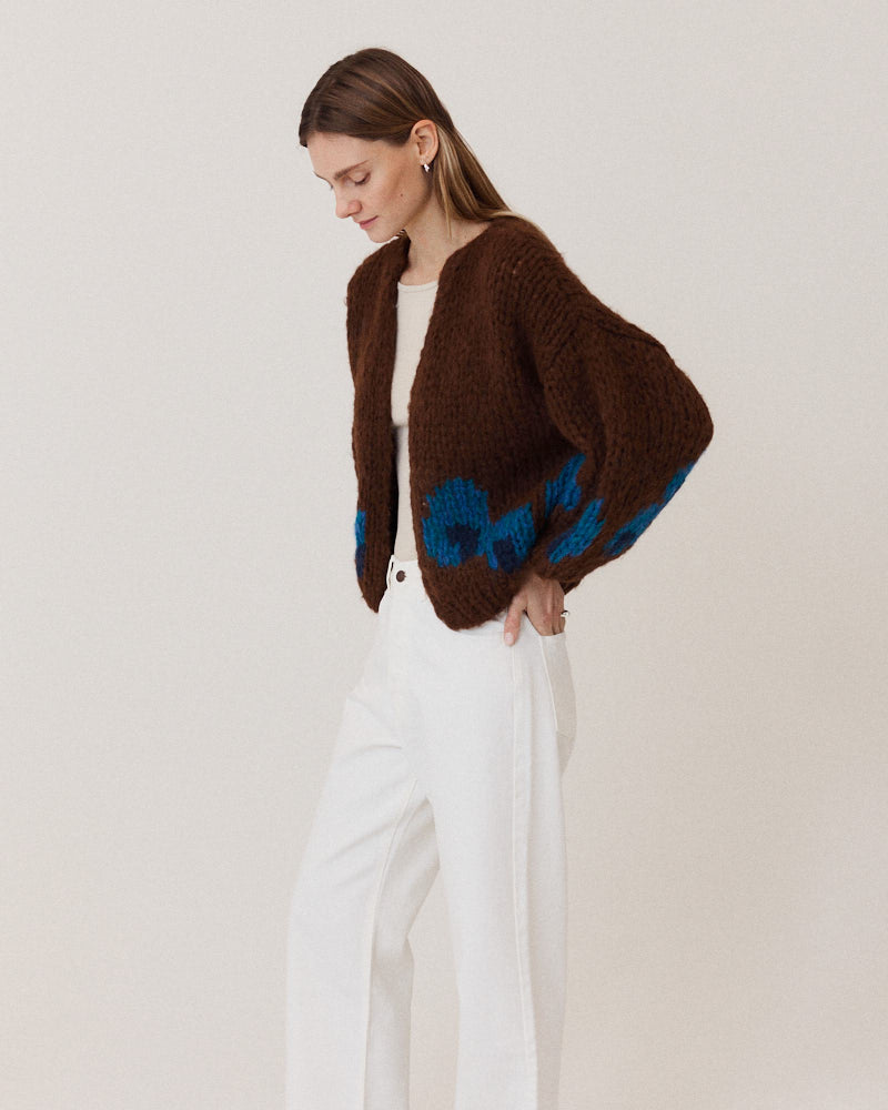 Preview: Fleecy Alpaca Intarsia Bomber Cardigan