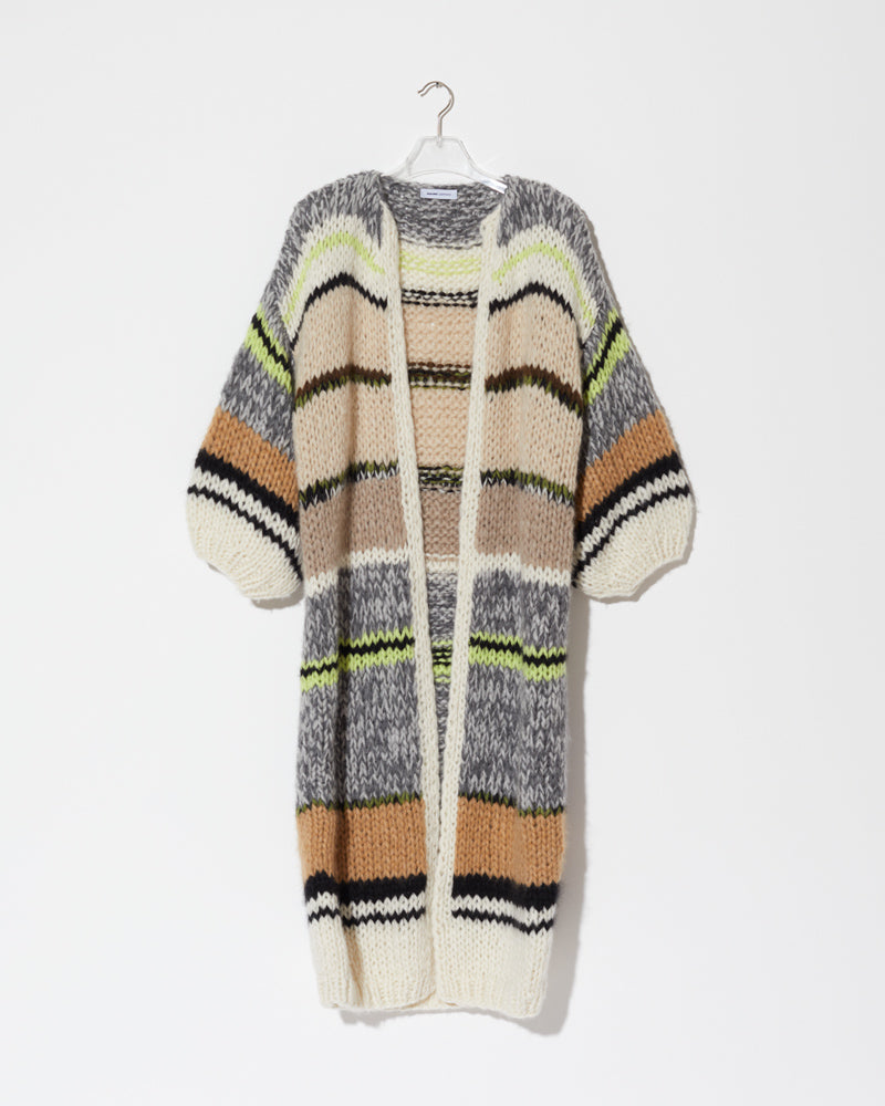 Maiami knitted coat with stripes. Made from Cashmere.