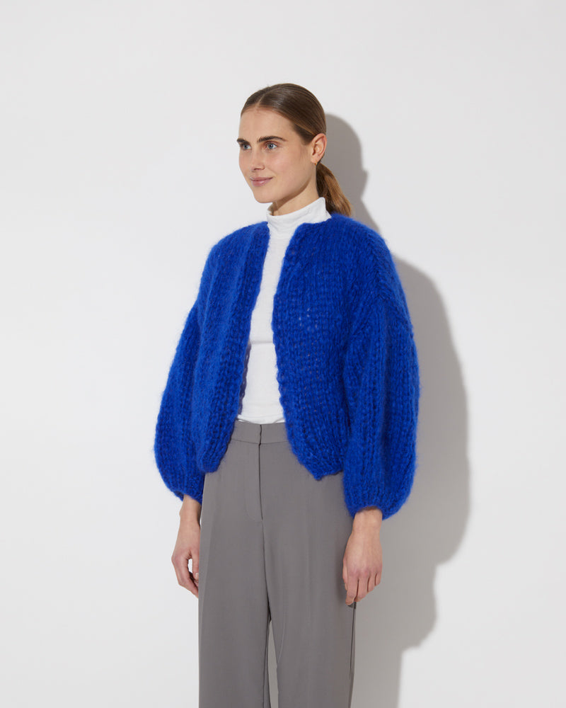 Maiami big cardigan in blue. Made from Mohair.