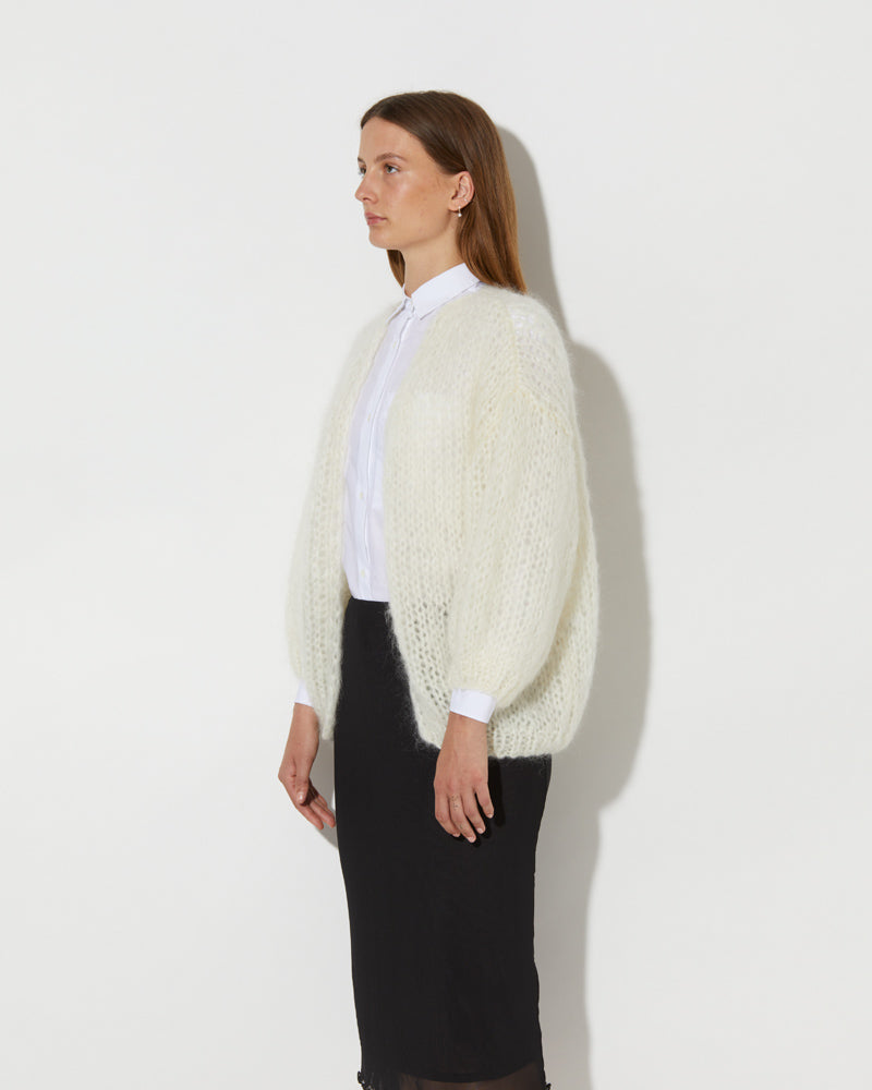 Maiami Mohair Cardigan in Creme.