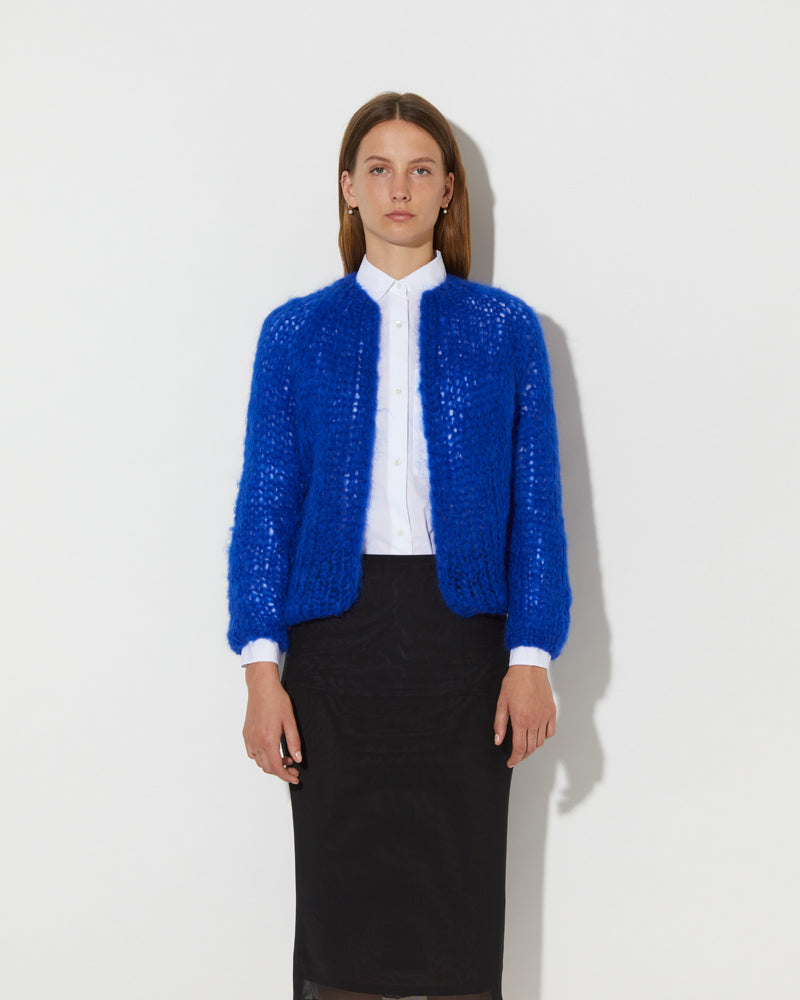 Maiami knitted cardigan in blue.