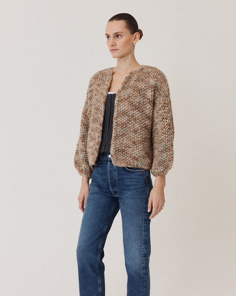 Merino Pearl Pattern Bomber Cardigan