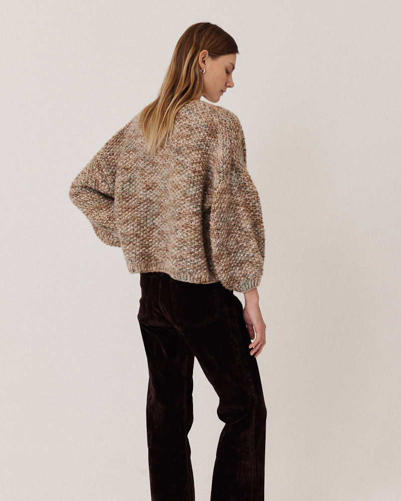 Merino Pearl Pattern Bomber Cardigan