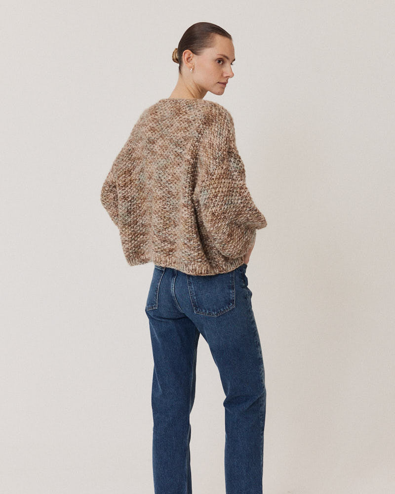 Merino Pearl Pattern Bomber Cardigan