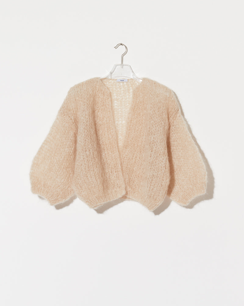 Product view of the Mohair Bomber Cardigan Light. Cozy mohair cardigan women.