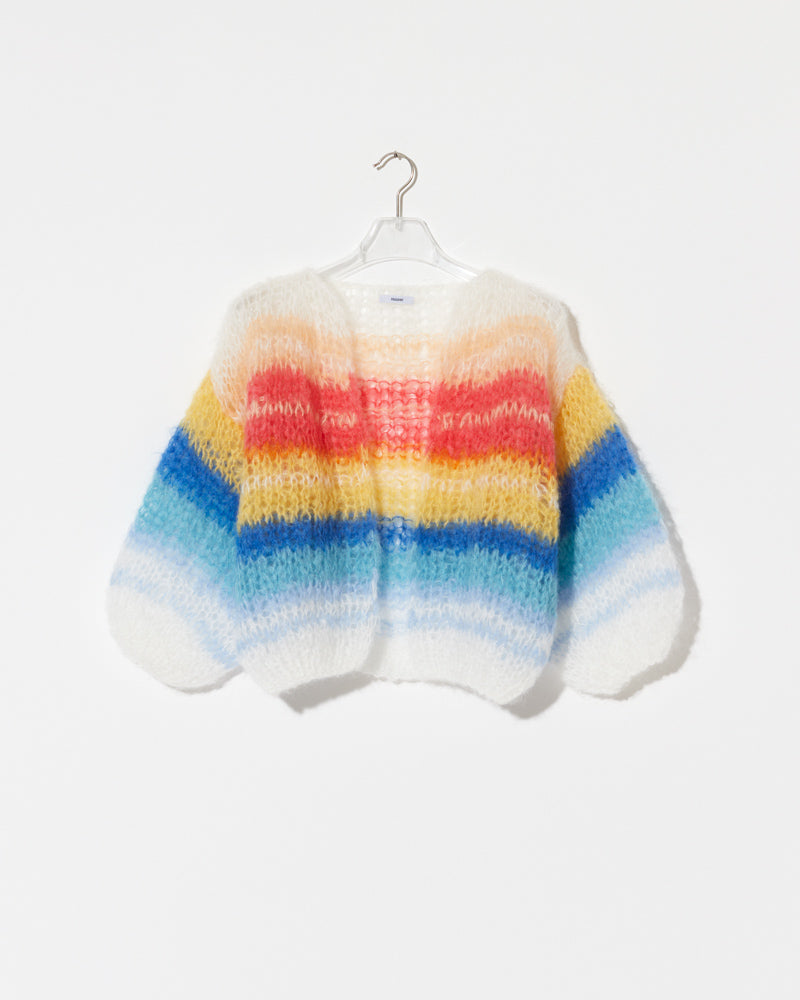 Mohair Bomber Cardigan Light — Rainbow Stripes