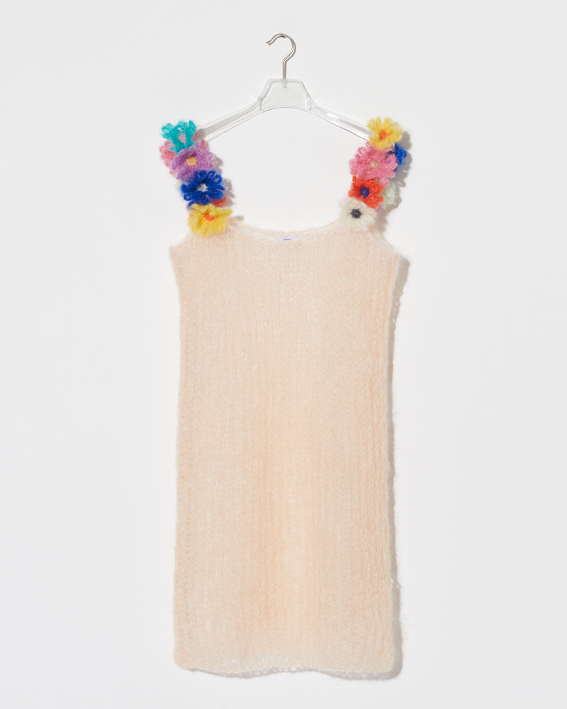 lightweight mohair knit dress floral detail