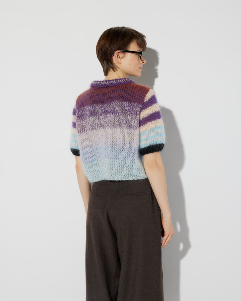 Mohair Short Sleeve Polo Shirt, Gradient
