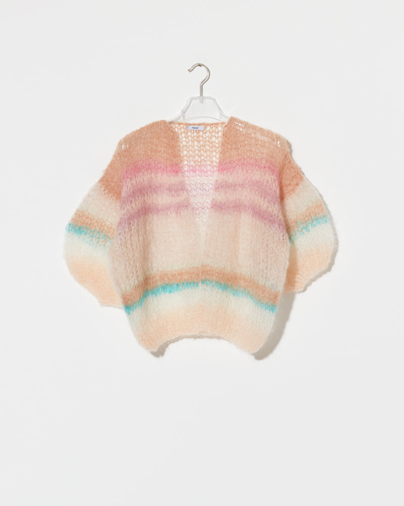 airy mohair cardigan women with stripes