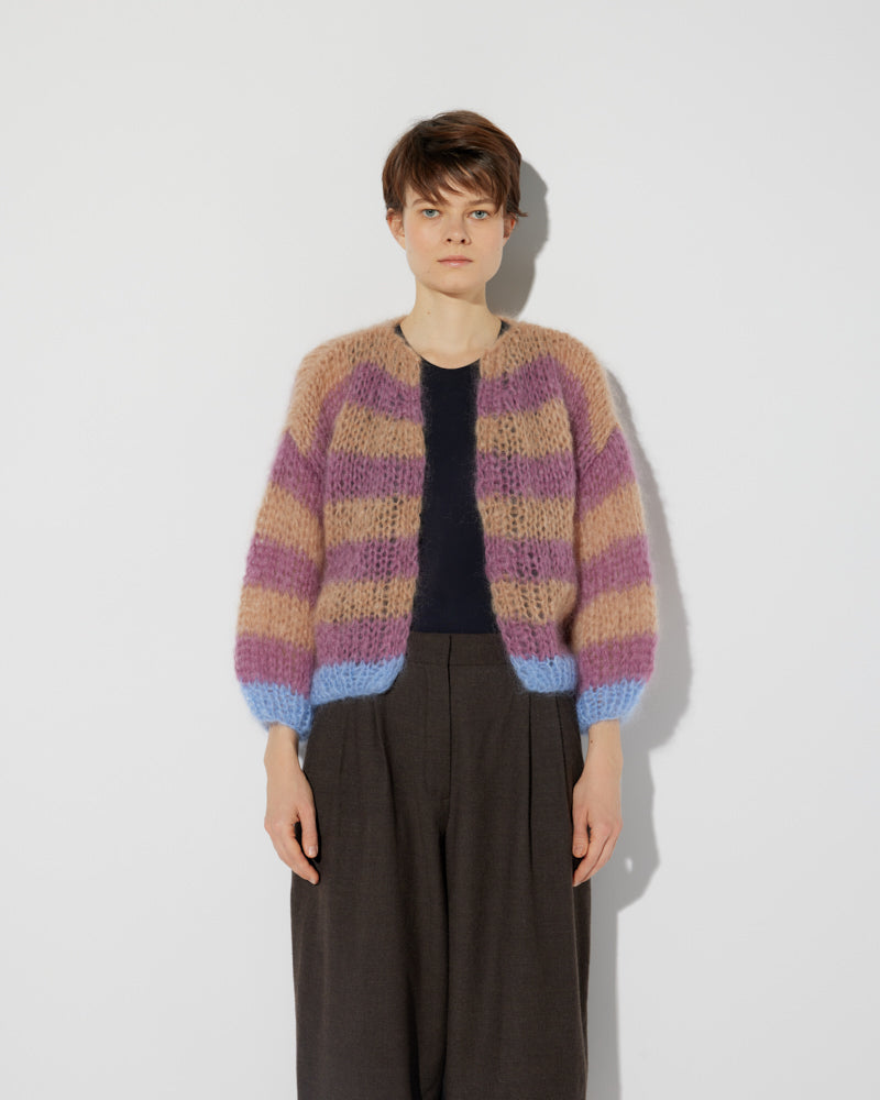 Mohair Stripes Bomber Cardigan