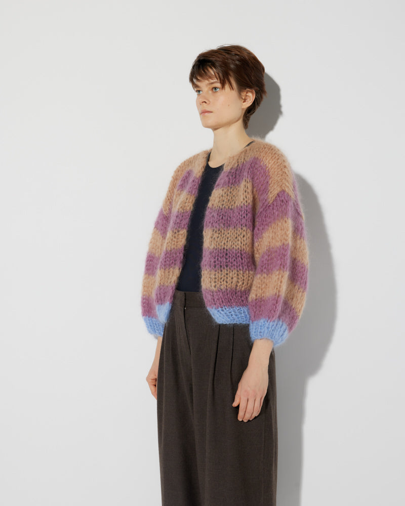 Mohair Stripes Bomber Cardigan