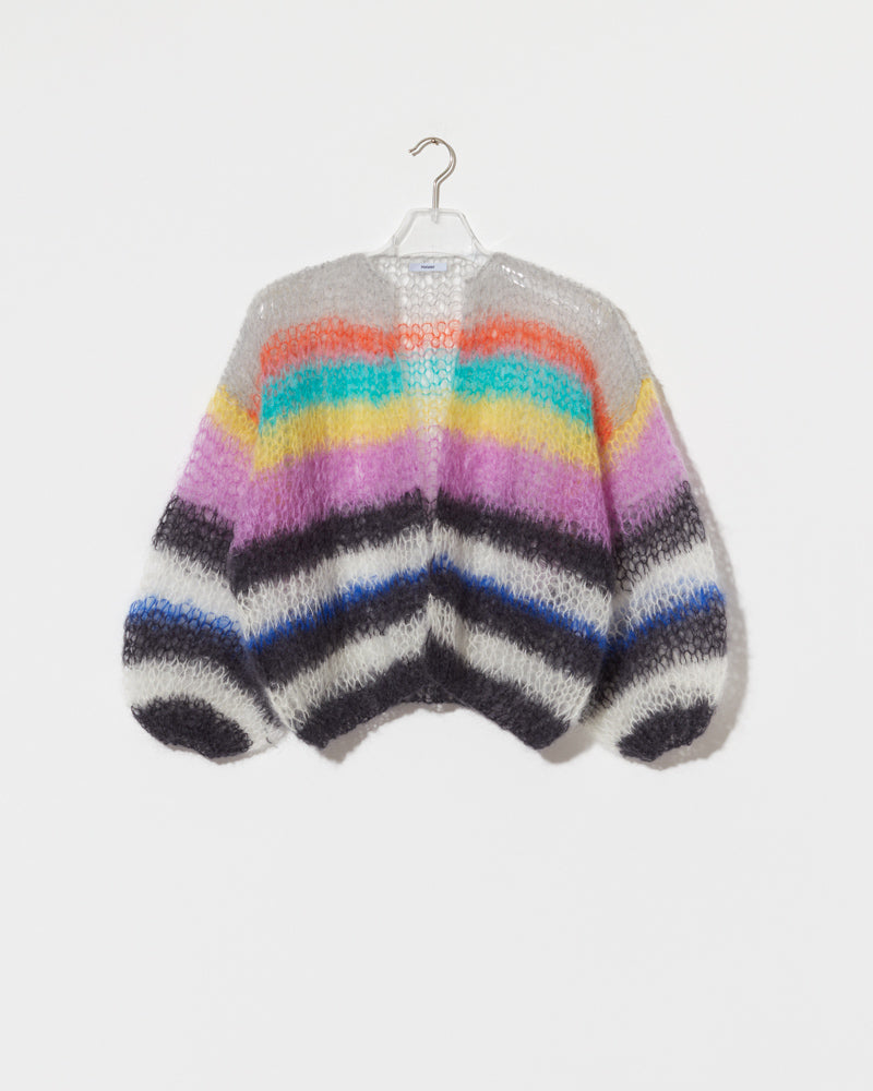 airy mohair cardigan with multicolour stripes