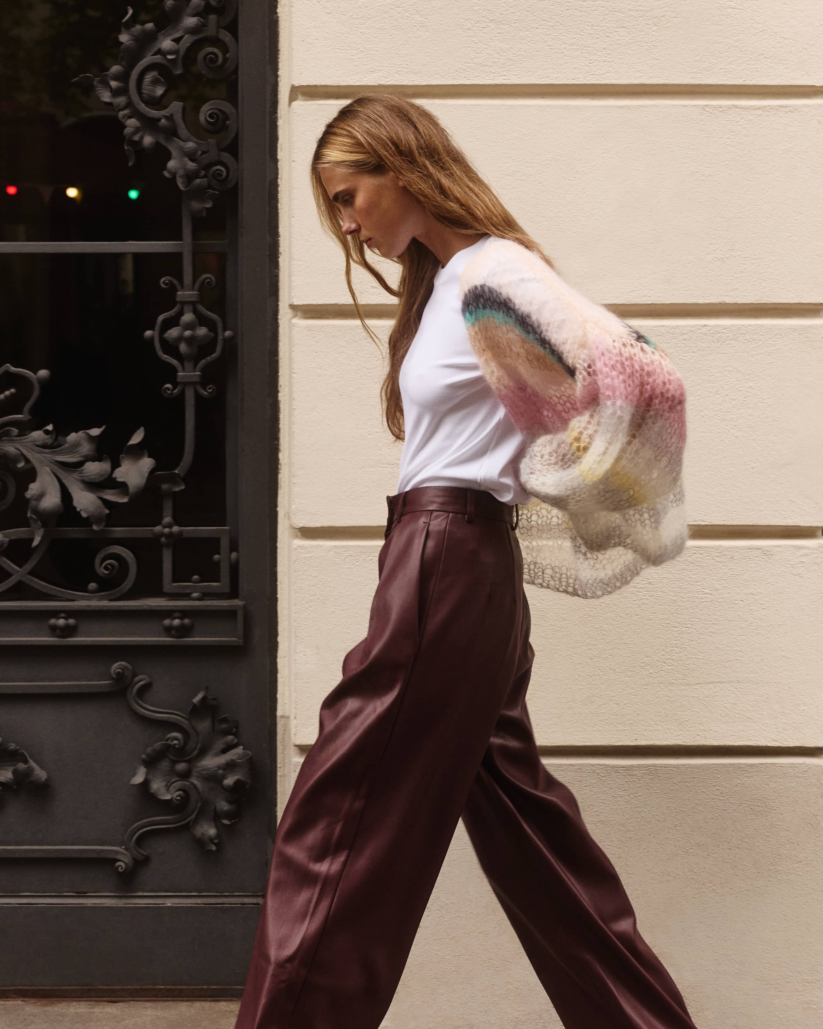 airy mohair cardigan with soft multicolour stripes